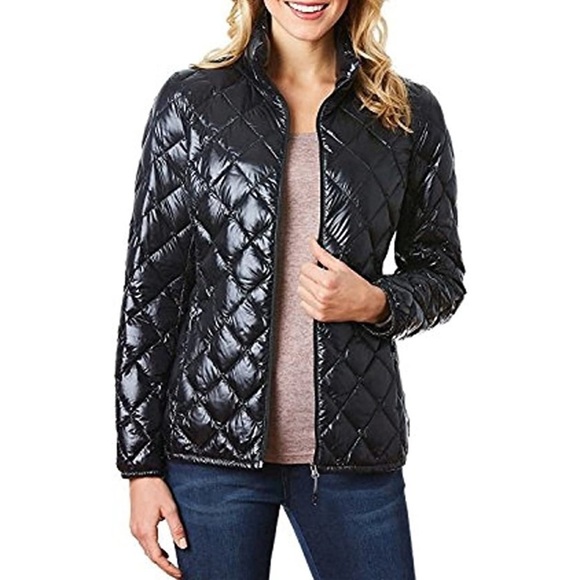 32 Degrees Woman’s Black Shiny puffer jacket size XS full zip - Picture 15 of 15